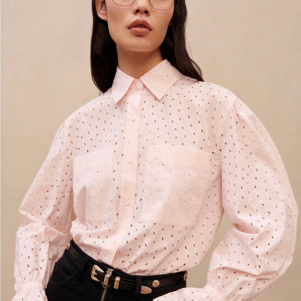 Maje PINK BRODERIE ANGLAISE SHIRT